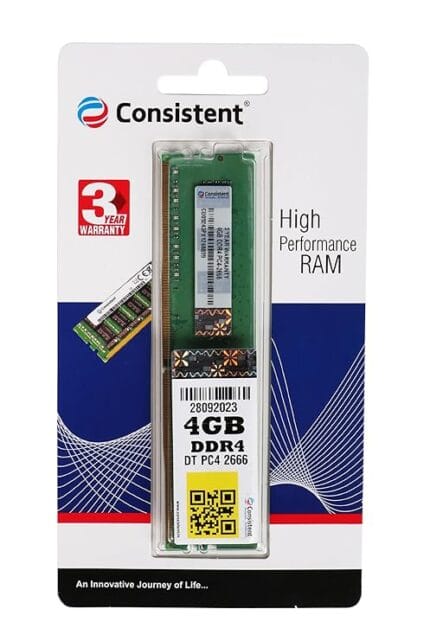Consistent 4GB DDR4 Ram 2666Mhz Desktop Memory PC With 3 Years Manufacturer Warranty