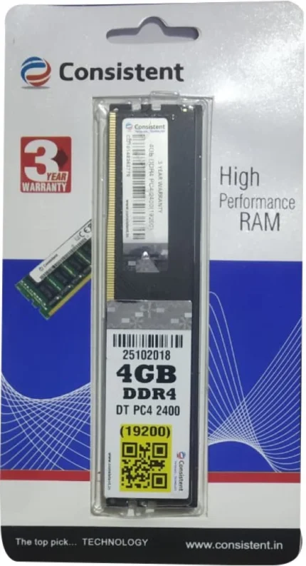 Consistent 4GB DDR4,Ram, 2400Mhz Desktop Memory PC With 3 Years Manufacturer Warranty
