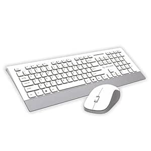 Lapcare Wireless Multimedia Combo Keyboard + Mouse White & Silver Smartoo 1200dpi